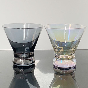 水晶玻璃电镀烟灰七彩无脚鸡尾酒杯马提尼冰淇凌碗