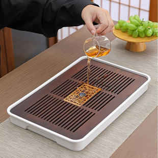 福满天下竹制茶盘茶具托盘长方形茶海茶台茶杯沥水盘茶桌轻奢复古