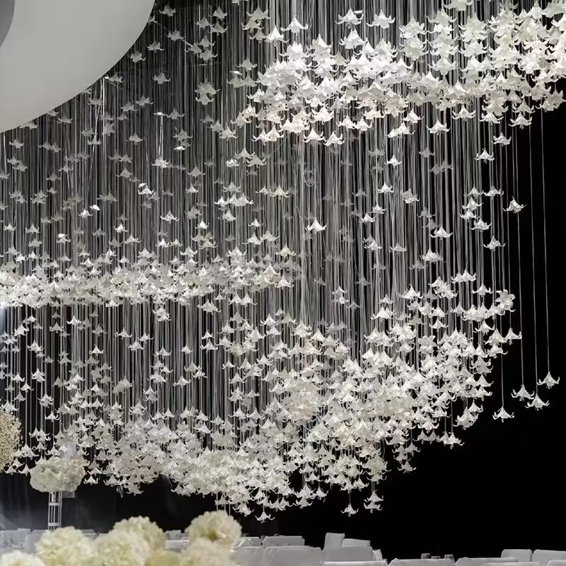 吊顶百合花头 EVA仿真花铁炮香水百合水晶曼陀罗婚礼堂舞台搭建