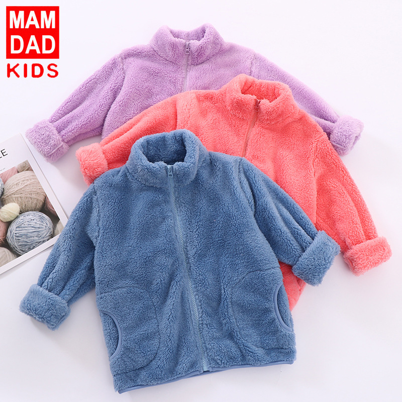 亲子装加绒外套爸妈亲珊瑚
