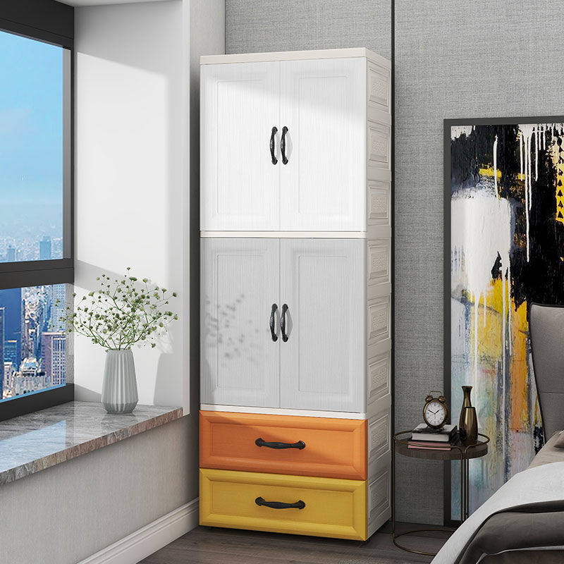 欧式儿童衣柜抽屉式收纳柜子储物柜宝宝婴儿简易小衣橱塑料双开门