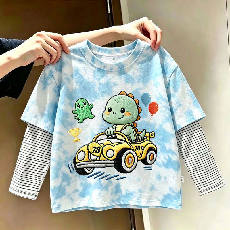 男童春秋季潮酷条纹T恤卡