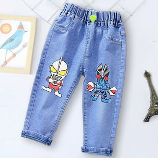 男童奥特曼牛仔裤春秋宝宝薄款夏季新款儿童长裤中小童宽松裤子潮