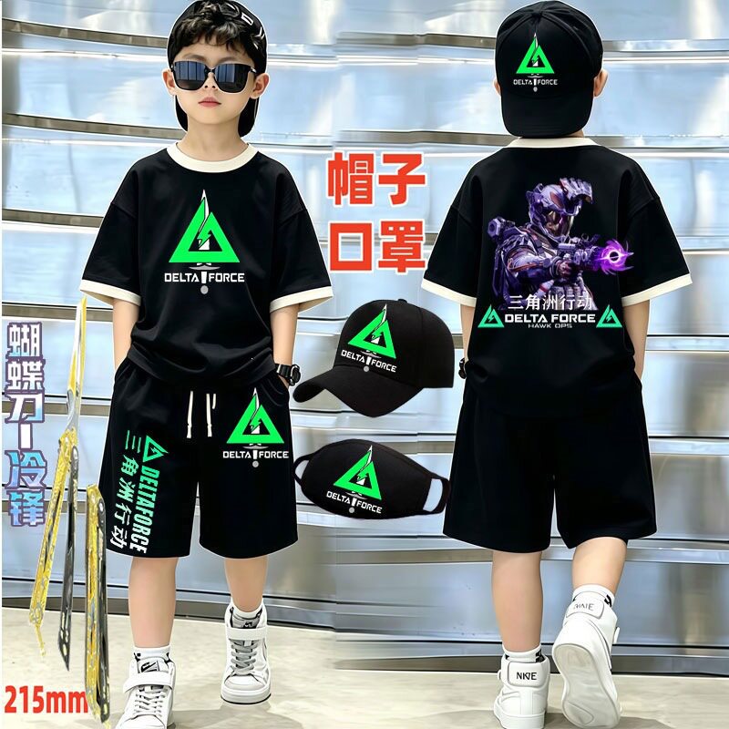 威龙红狼t恤套装夏季三角