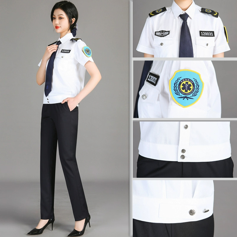 120急救司机工作服夏季短袖男女同款白色急诊科院前医疗转运夹克