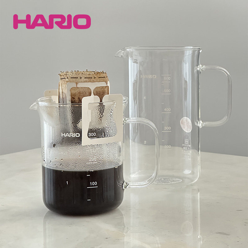 Hario耐热玻璃烧杯家用手冲咖啡共享壶，有刻度量杯咖啡壶牛奶杯B