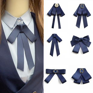 蓝色领花女职业头花套装 银行领结工商邮政邮储柜员衬衣jk领带配饰