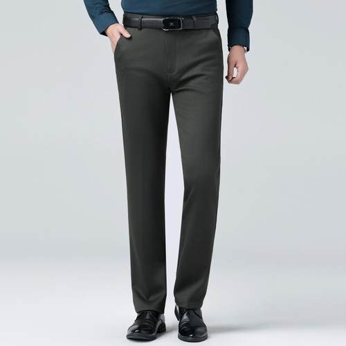 秋弹新款男士烫休闲裤商务百搭免力裤子UHU爸爸装直筒中年男冬装