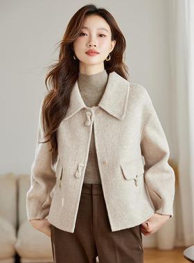 高ZYI6283K级感双大面羊毛秋女衣2024冬新款小个子设计感毛呢短款
