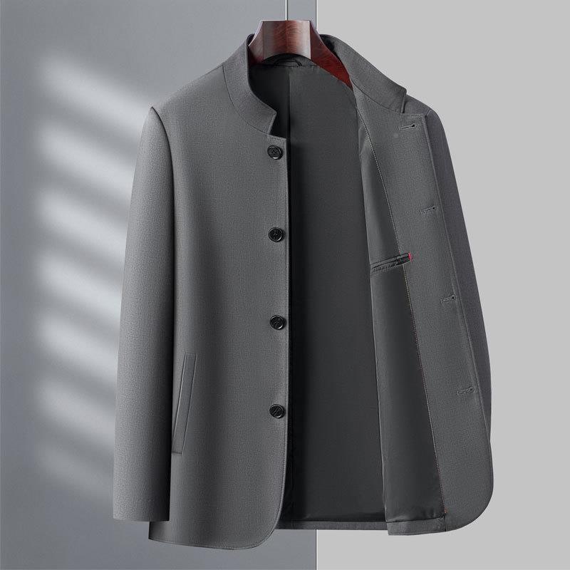 春秋款男式夹中年5866-PP男装新休克闲立领套羊毛料派克款茄克外