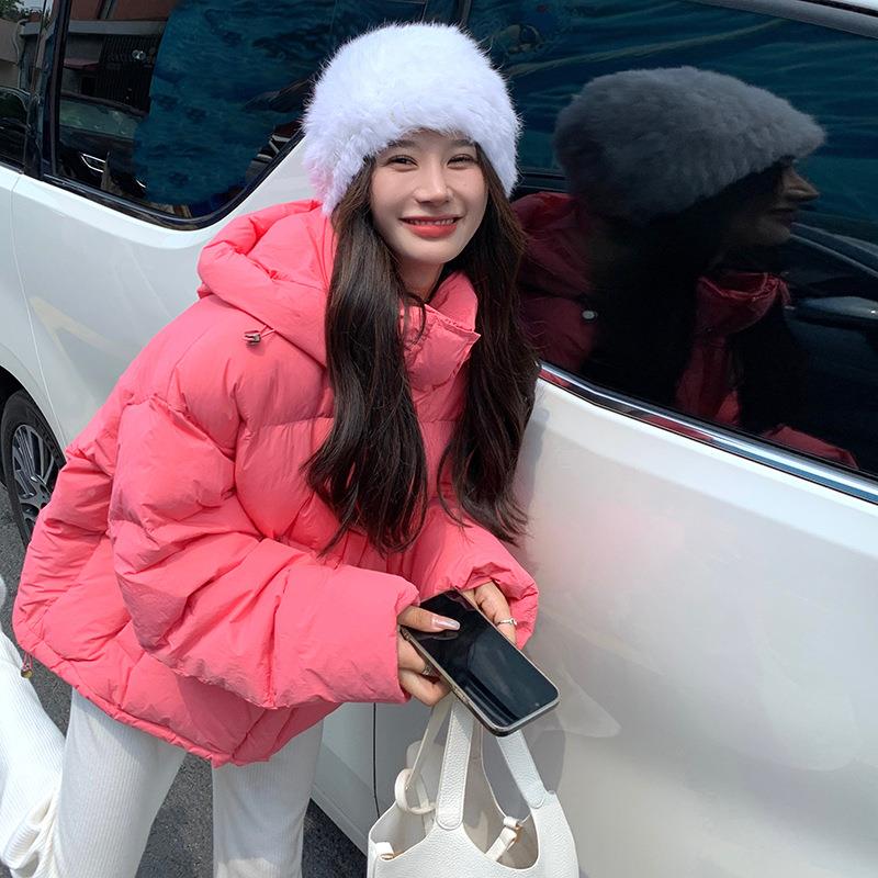 糖果色服连帽短款小个子D111-A5090鸭羽绒外套绒女冬2025白新款加