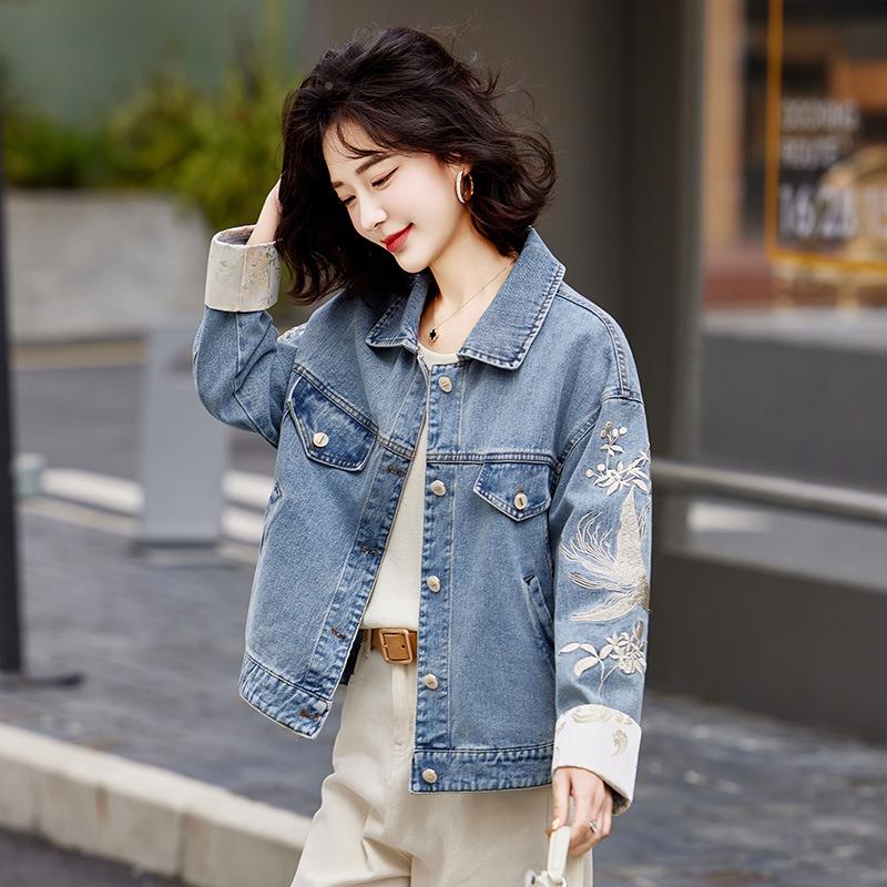 女装女士0牛仔外套225春季新款时尚潮流休闲袖短款长牛仔GE2516-0