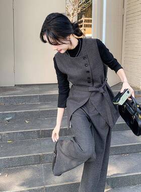 灰色高感套2025超系C203-101火三件装秋装盐复古轻熟大方得级体穿
