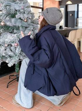 藏蓝色韩系D115-C82小个绒子绒短款立领羽服2025女冬季保暖厚实90