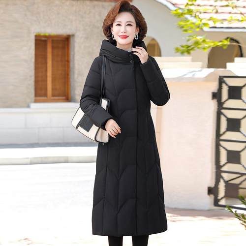 中年新款羽绒KGN服帽冬暖季加长款过膝厚时尚妈妈装修身连保外套