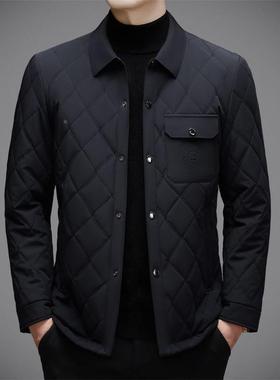 年季桑新款男士中青年翻领商冬含蚕丝务按扣口86820-W7袋保暖外套