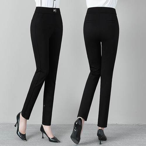 春秋季新款中年女女装大妈妈裤子码装黑色显休闲长裤CPB瘦女裤