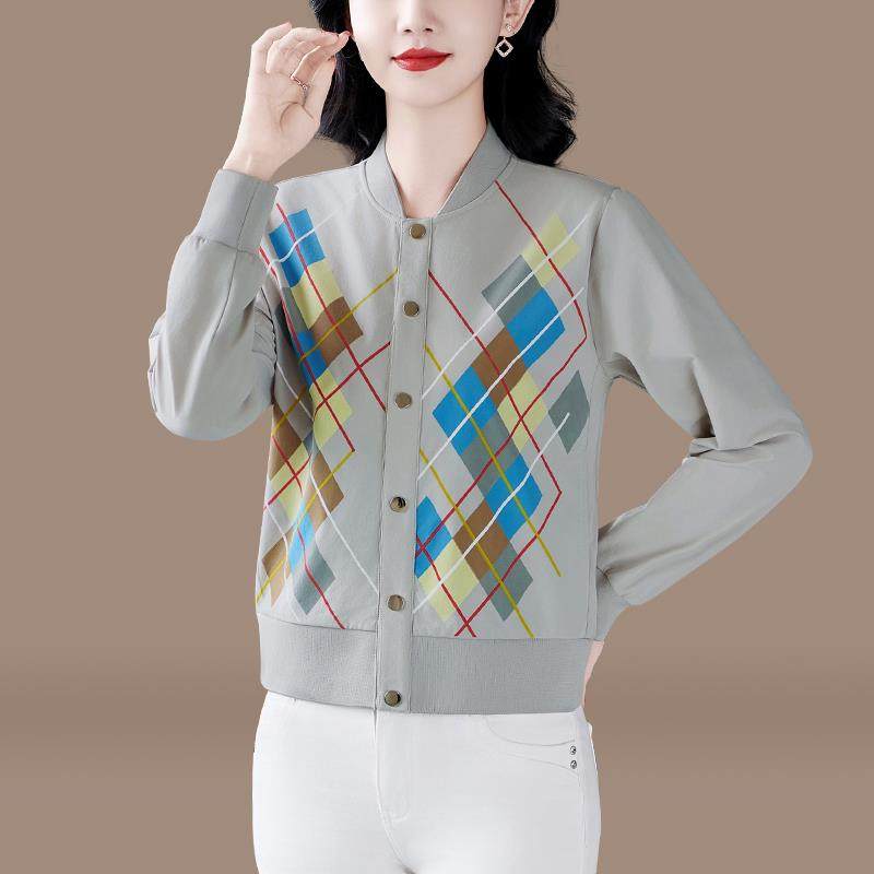 花色运动外套女2闲春季205款时尚休立领中87654727年妈妈显瘦跑步