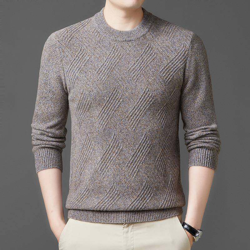 2闲04冬季男2士精品羊绒衫加厚中年男装休圆领保ZQ705-YA暖毛毛衣