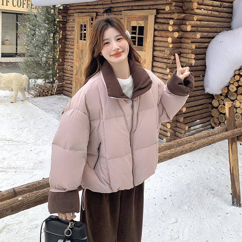 粉拼接羽c129-993绒服女冬季面外色套加厚2025韩系超好看独小特个