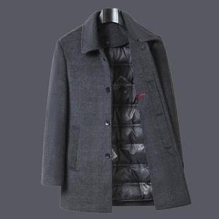 羽绒马甲内宽装 中款 松爸爸休闲外 Q1长毛呢胆大衣男士 双面羊绒602