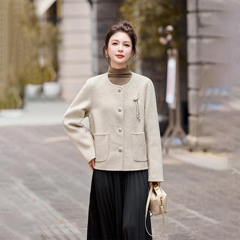 2质02秋冬新款时尚双面羊HE5117-0毛呢外套女季气优雅洋气短款5外