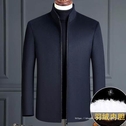 品年牌高档短款毛呢衣大外套VTN男加厚款中老羊绒夹克翻领爸爸装
