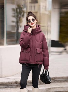 女式羽绒冬新款女装韩版加厚连保外暖90帽白鸭绒时尚套HE9服98HE9