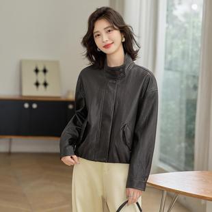 帅气宽松显外瘦秋短款 年季 时尚 12款 潮流范女士绵羊皮衣 皮新82998