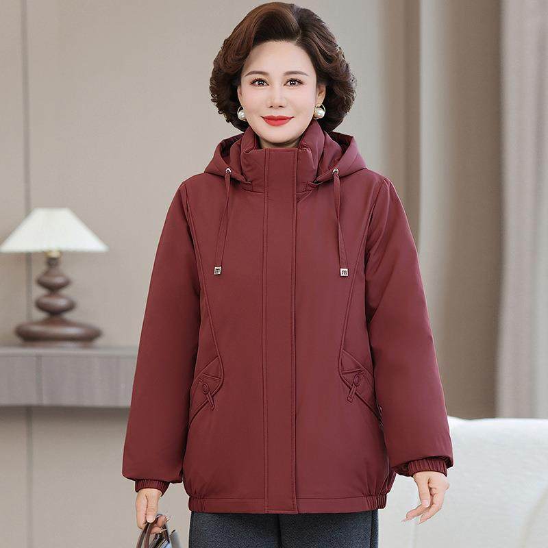 正109-8913品高档2妈年妈羽绒服短款025新款加厚保暖白鹅绒女立领