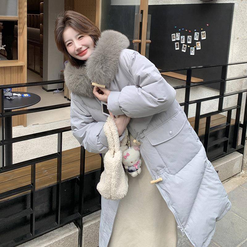 羽绒服女中长款225年新洋款0冬季时b005-609尚气宽松加厚级感白高