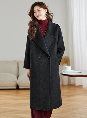 红色双面时呢ZYI8830J大衣2女秋204新款尚西装领冬双排扣高端毛呢