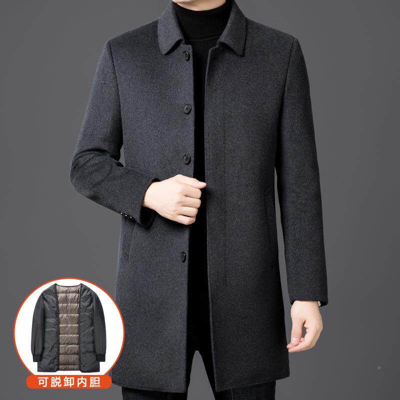 品质面呢大衣男时尚高双经VOH典羊绒大牌风衣翻秋冬领中长款羊毛