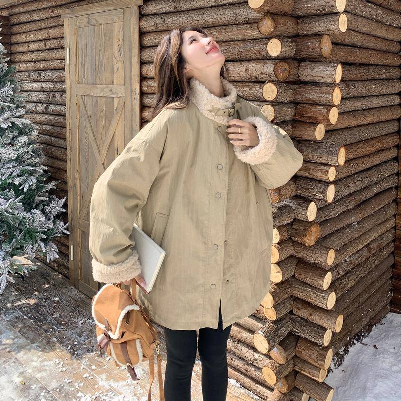 其色羊羔毛立领羽D045-982绒服女中长款2025冬季新韩厚版加保暖派