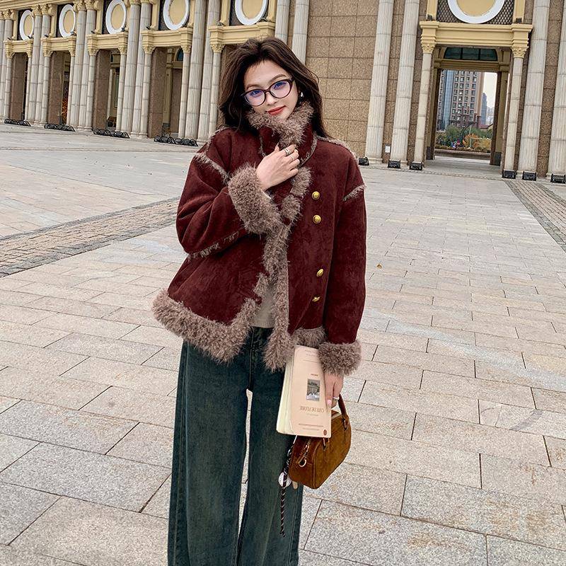 毛皮b199-W55仿体毛一羊羔外套