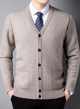 男士26235-P羊毛衫025冬新款针织开衫外套男商务休闲式圆领毛衣外