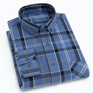 秋新款 格子免衬衫 %纯棉长袖 务商正装 VBG抗皱烫衬 衬男装 春衫