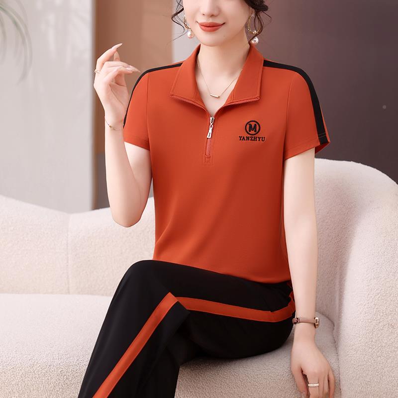 运动套装夏季时尚中长袖两欧90449210货卫衣冰短丝袖薄款女休闲服