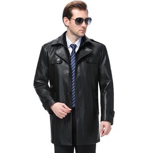 流简约翻领套绵羊皮商夹6677 男士 皮衣潮春秋中年务休闲爸爸装