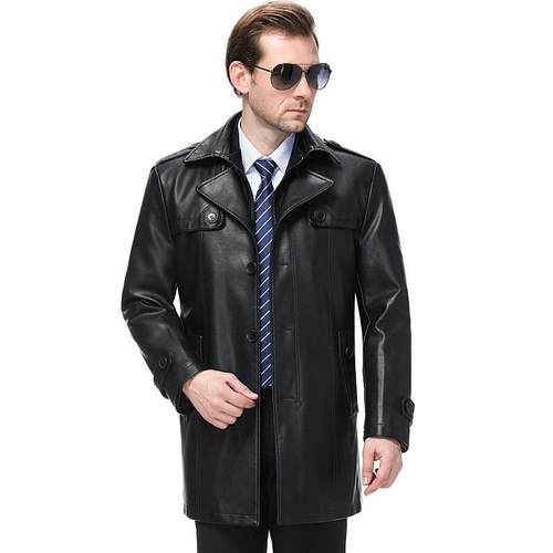 男士皮衣潮春秋中年务休闲爸爸装流简约翻领套绵羊皮商夹6677-L2