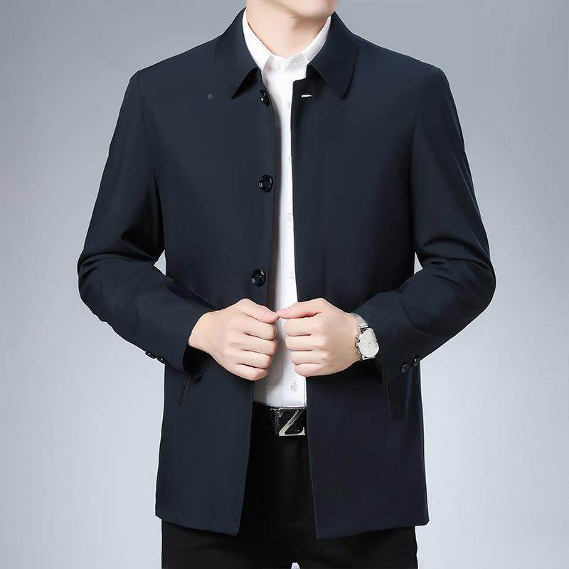 高档男士夹克务休闲领男中年干部商式外套2023春秋百1918-PP搭翻