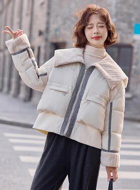 2024翻领短款白绒面包服时小个女装冬尚新款潮羽鸭绒服HHS2873-1S