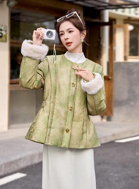 接新中式国冬风盘扣拼短羽款绒服女2025季新ZYI6528K款小个子洋气