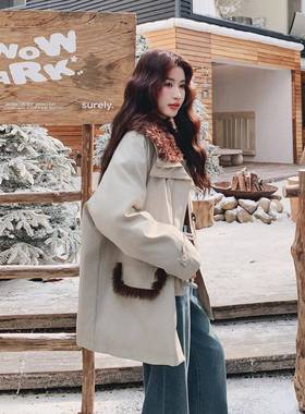 米灰色中长款羊羔毛克派羽绒服女冬厚季2025款年新9c077-3080绒加