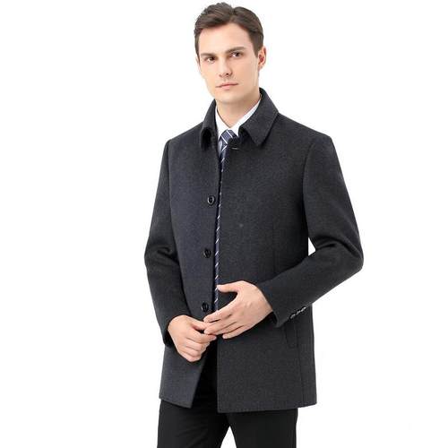 20土3秋冬新款呢大衣翻领男羊绒双面呢2羊毛大毛衣中年2106-S毛呢