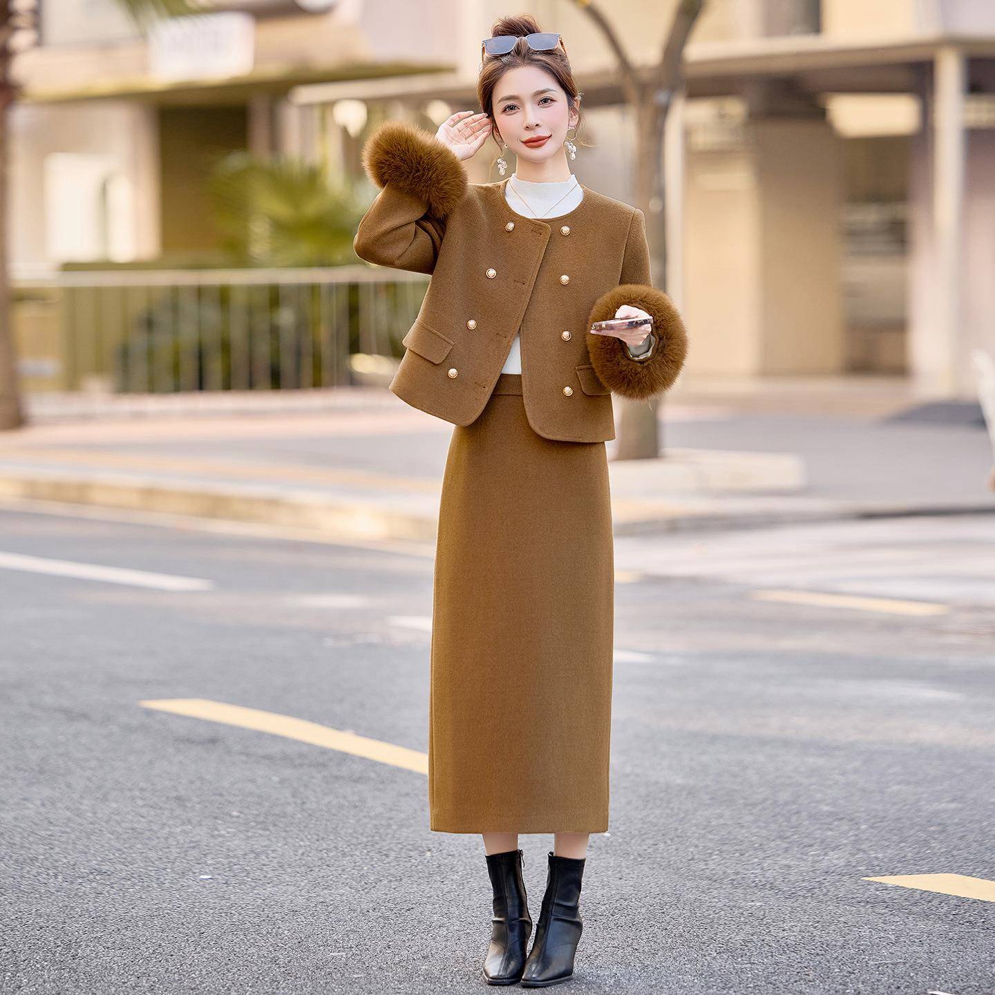 时尚休闲套2风025冬季新款小香Z羽绒外ZQ-F31-1套半身裙两装件套