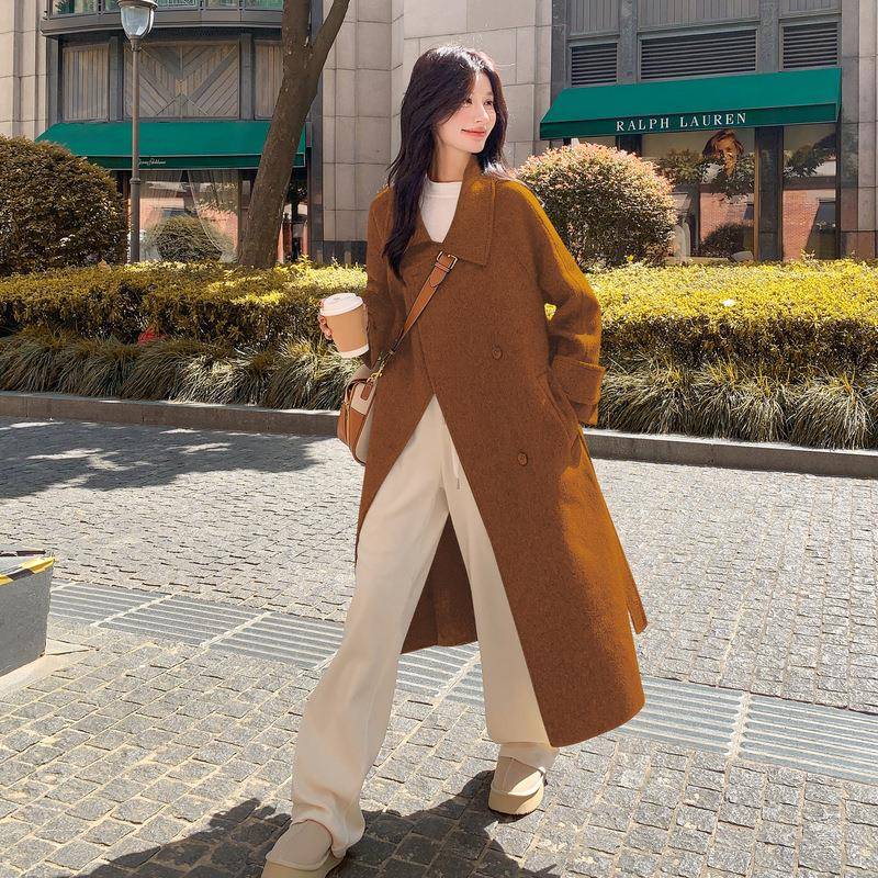 灰双面羊外绒大衣女b275-W7120色25秋冬新款韩系高级感通勤质羊气