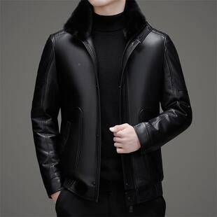 2606绒内胆士皮夹克男外 毛领S9 高档绵皮真皮皮衣秋羊冬羽季 新款