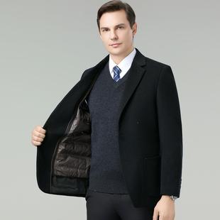 J呢商务闲秋中年纯色上西装 加厚衣双面羊毛F50 外 休西服冬季 男式