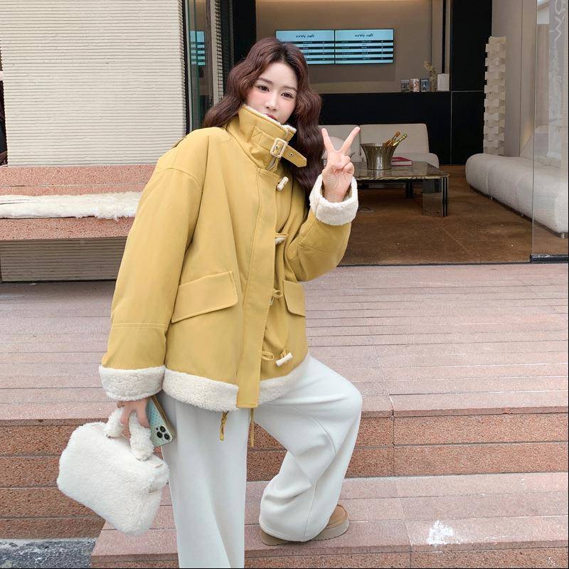 羊羔绒毛拼接P皮羽服女冬季新款20C239-11325超火巨好看的U0白鸭